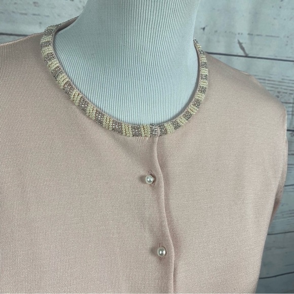 silx by August Silk 17.5" sleeve light pink with pearl buttons cardigan… - Picture 3 of 8